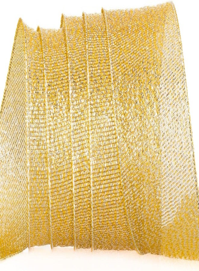 IMPRINT 1.5 Inch Gold Sparkly Metallic Fabric Ribbon, 25 Metres - Image 2
